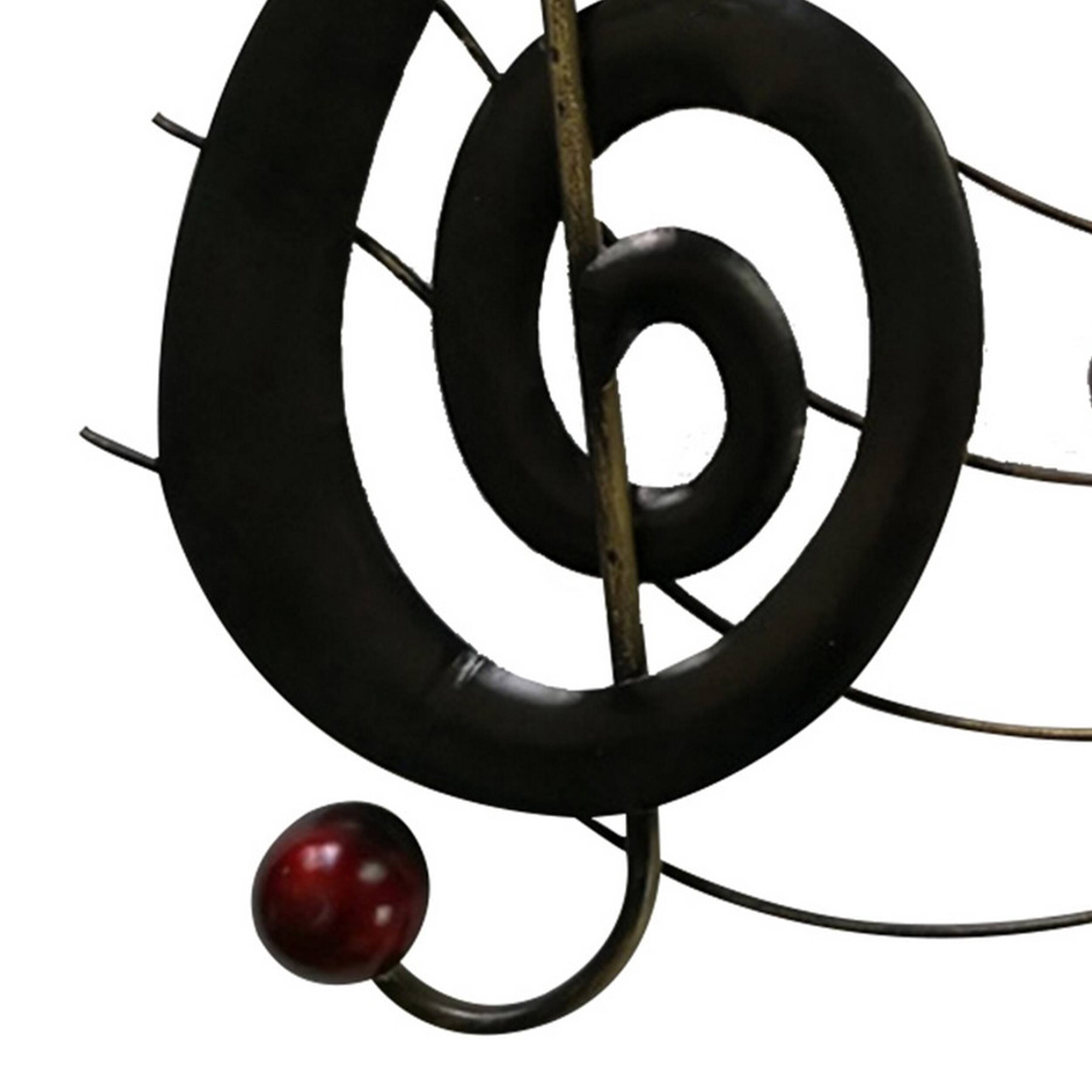 Back. Manhattan Lane - 26 Inch Handmade Metal Wall Mount Accent Decor with Musical Notes and Treble Clef - Black, Red.
