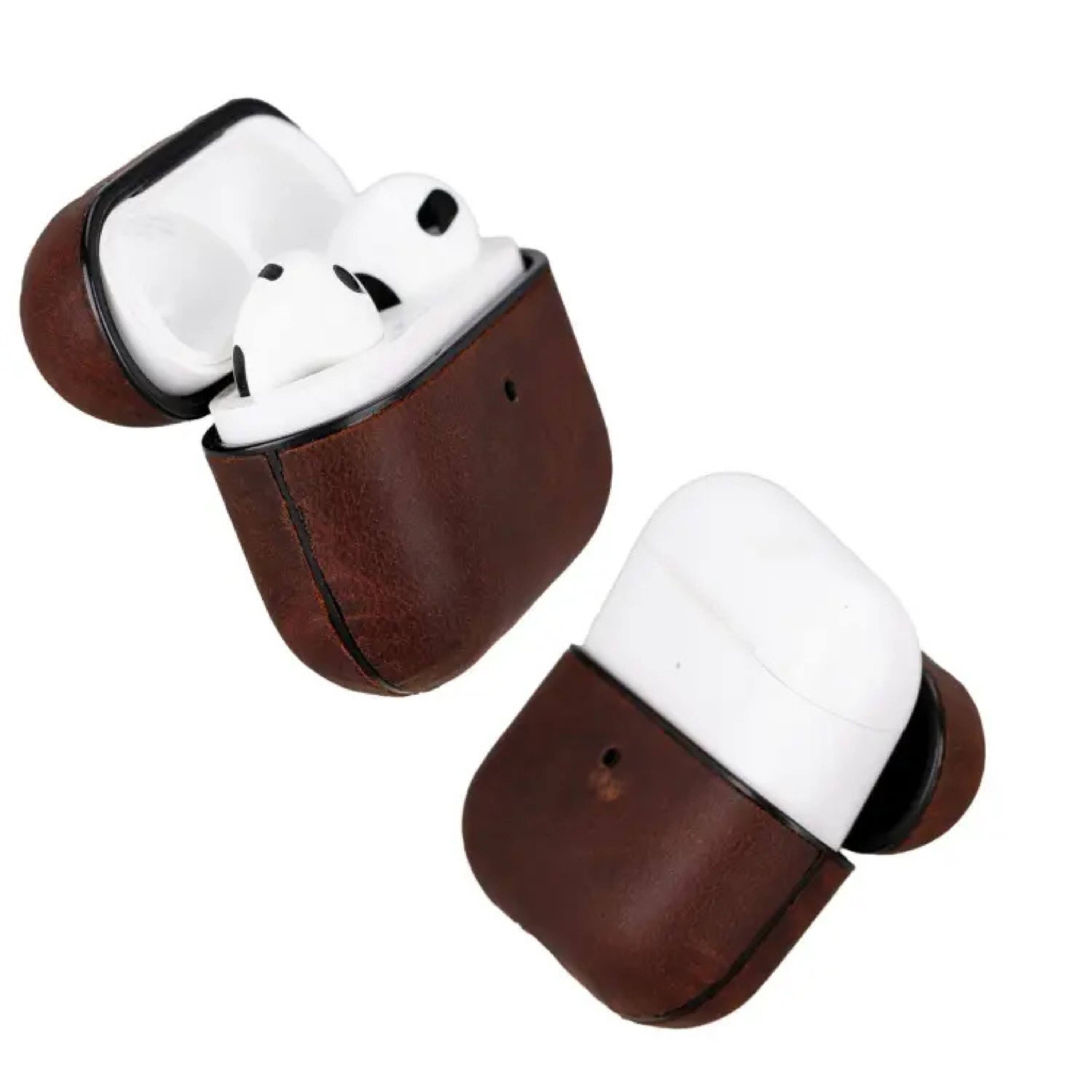 Front. Kitcheniva - Premium Leather Case for AirPods 3 Shockproof Cover Dark Brown - Brown.