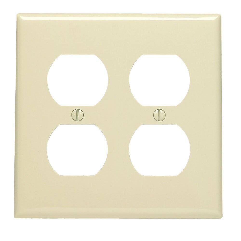 Front. Leviton - Leviton Ivory 2 gang Nylon Duplex Wall Plate 1 pk - Ivory.