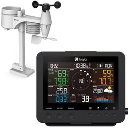 Logia - 7-in-1 Weather Station Indoor/Outdoor Weather Station with Temperature Humidity, Alarm & More - Black