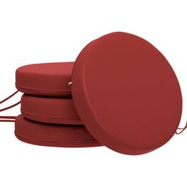 Outsunny - Chair Cushions Set of 4 Round Seat Cushions for Dining Bistro Chairs Machine Washable, 15" x 15" x 3" - Wine Red