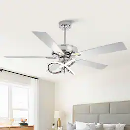 Parrot Uncle - 52-Inch Modern 3CCT Integrated LED Ceiling Fan with Light and Remote Control - Chrome
