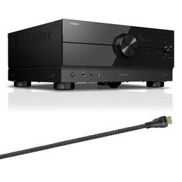Yamaha - RX-A6A AVENTAGE 9.2 Channel AV Receiver with Sanus Ultra High Speed 8K 6.56 ft. HDMI 2.1 Cable - Black