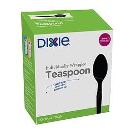 Dixie - Grab 'N Go Individually Wrapped Medium-Weight Spoon, Dispenser Box, 90/Pack - Black
