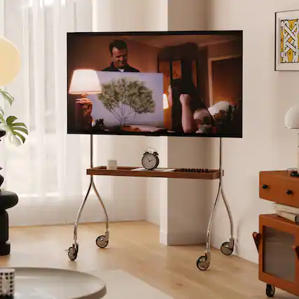 Front. Spaco - Spaco TV Stand for 43-70 Inch TVs, 360° Swivel, 4-Level Height Adjustable, Open Shelves, Moving Roller for Living Room - Black Brown.