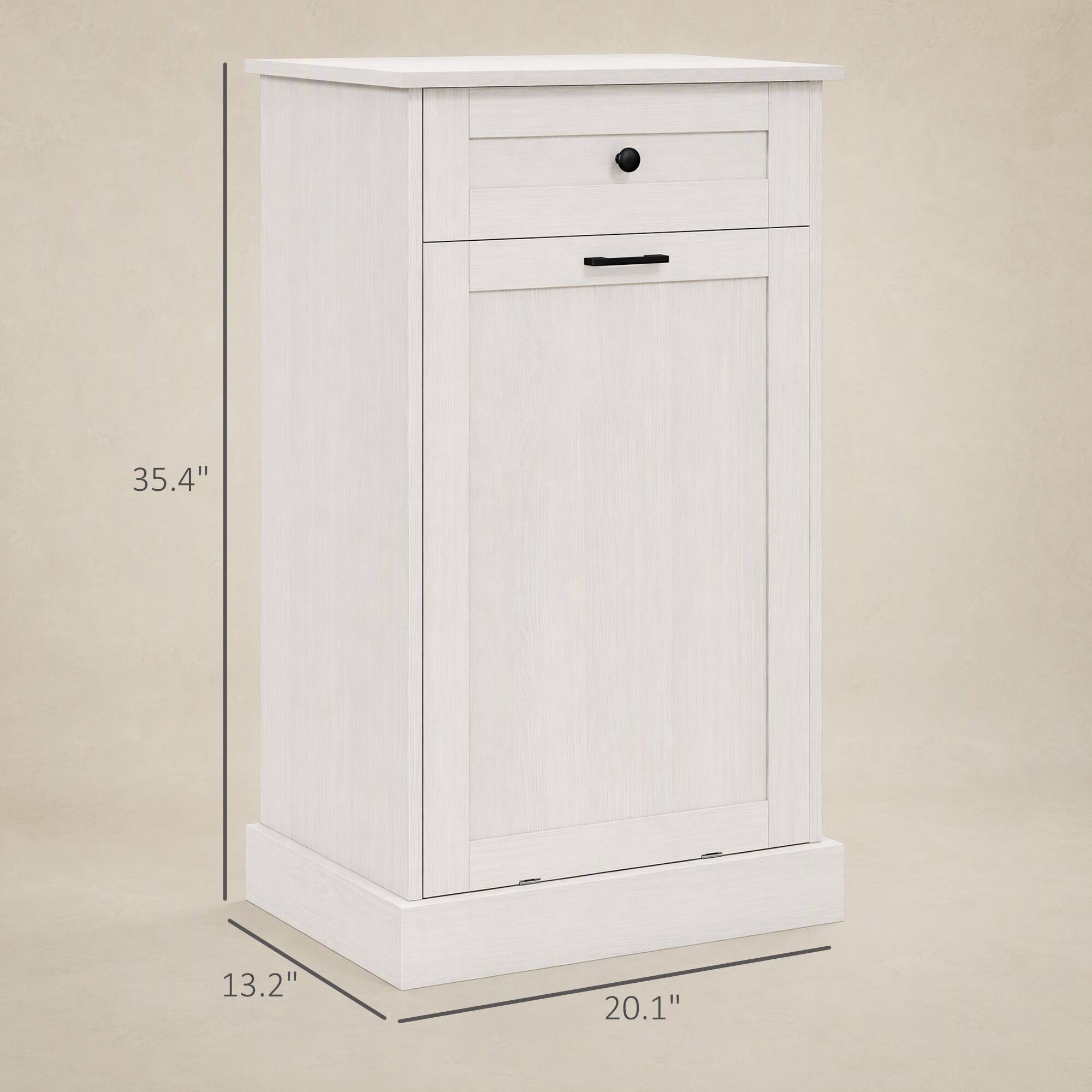 Homcom Tilt Out Trash Bin Cabinet Free Standing Storage Cabinet with ...