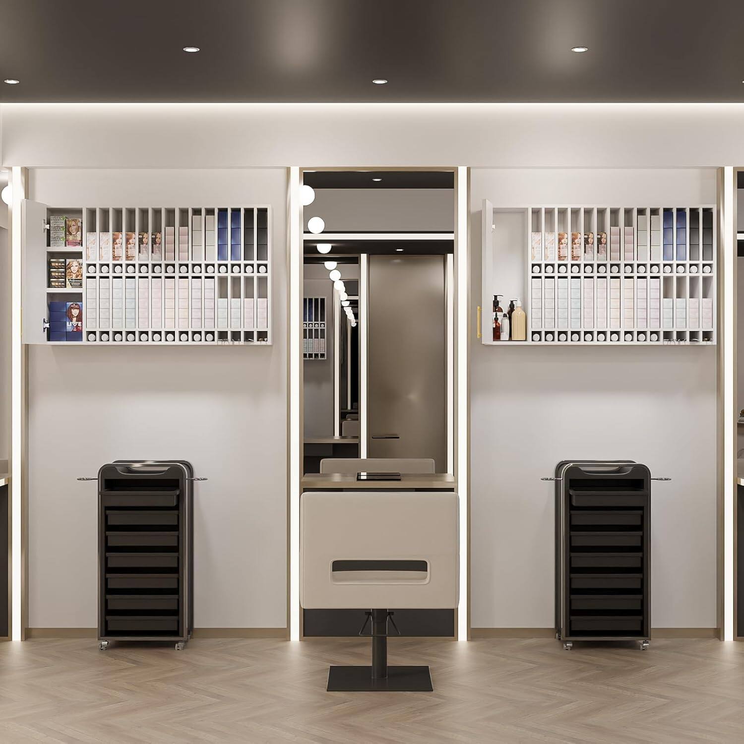 Alt View 5. Winado - Professional Hair Color Organizer Rack Salon Hair Color Tube Storage Cabinet with Adjustable Shelves for Makeup Barber - White.