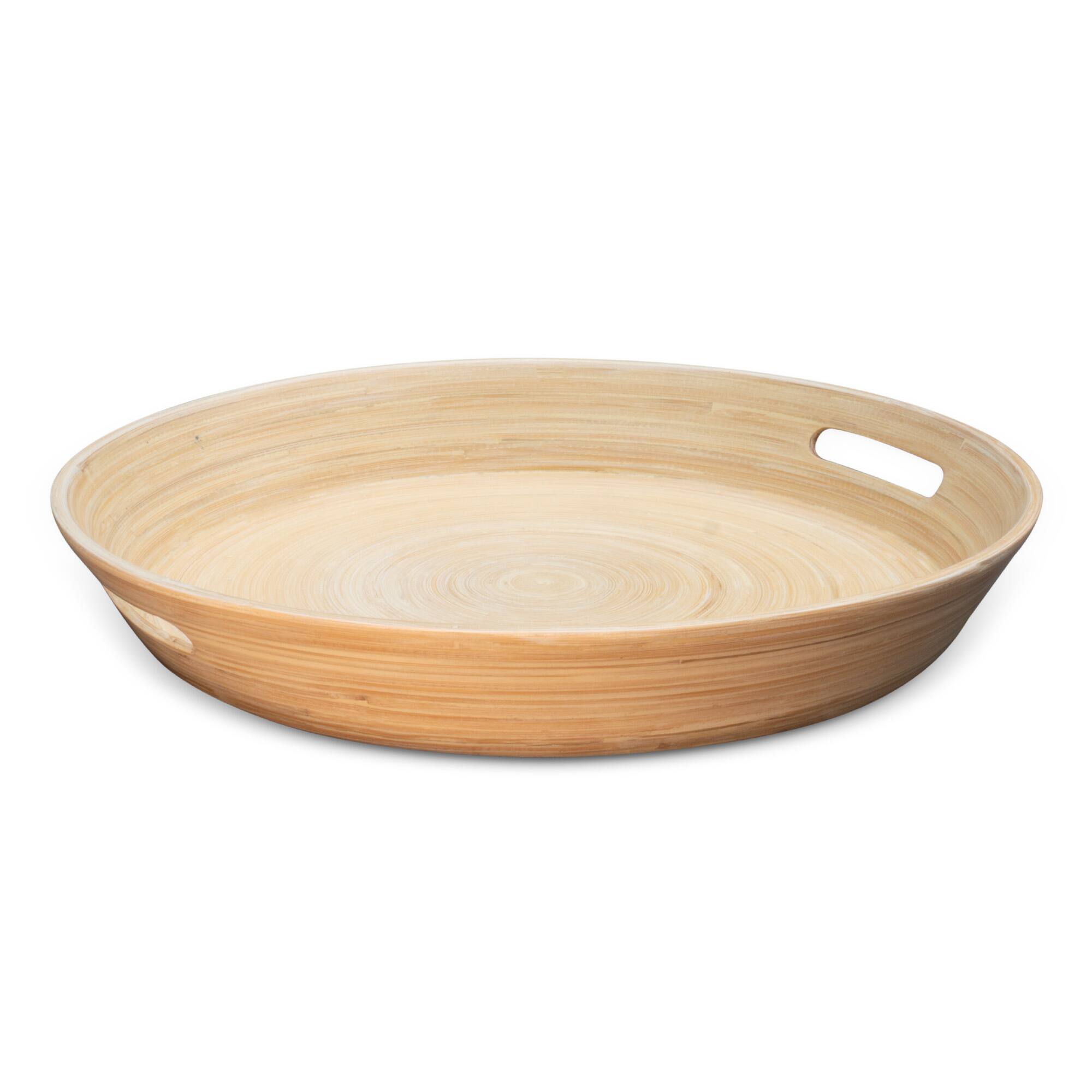 Front. Lexa - Bamboo Serving Tray w/ Handles, 16 Inch, Natural Bamboo - Natural.