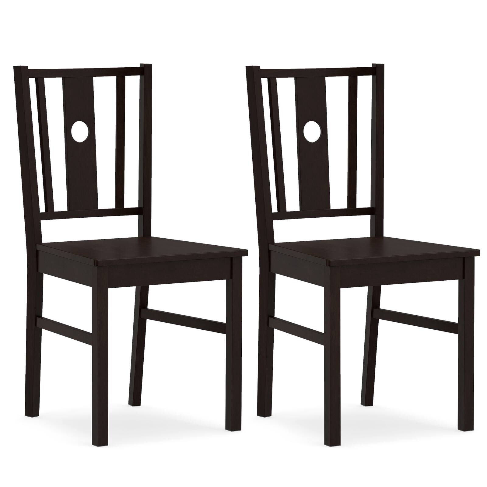 Alt View 9. Gymax - Gymax Dining Chairs Set of 4Solid Rubber Wood Kitchen Chair w/Slatted Curved Backrest - Brown.