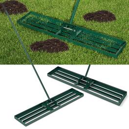 Gymax - 30'' x 10'' Heavy Duty Lawn Level Tool for Soil w/ 67'' Handle Dirt Ground Leveler - Green