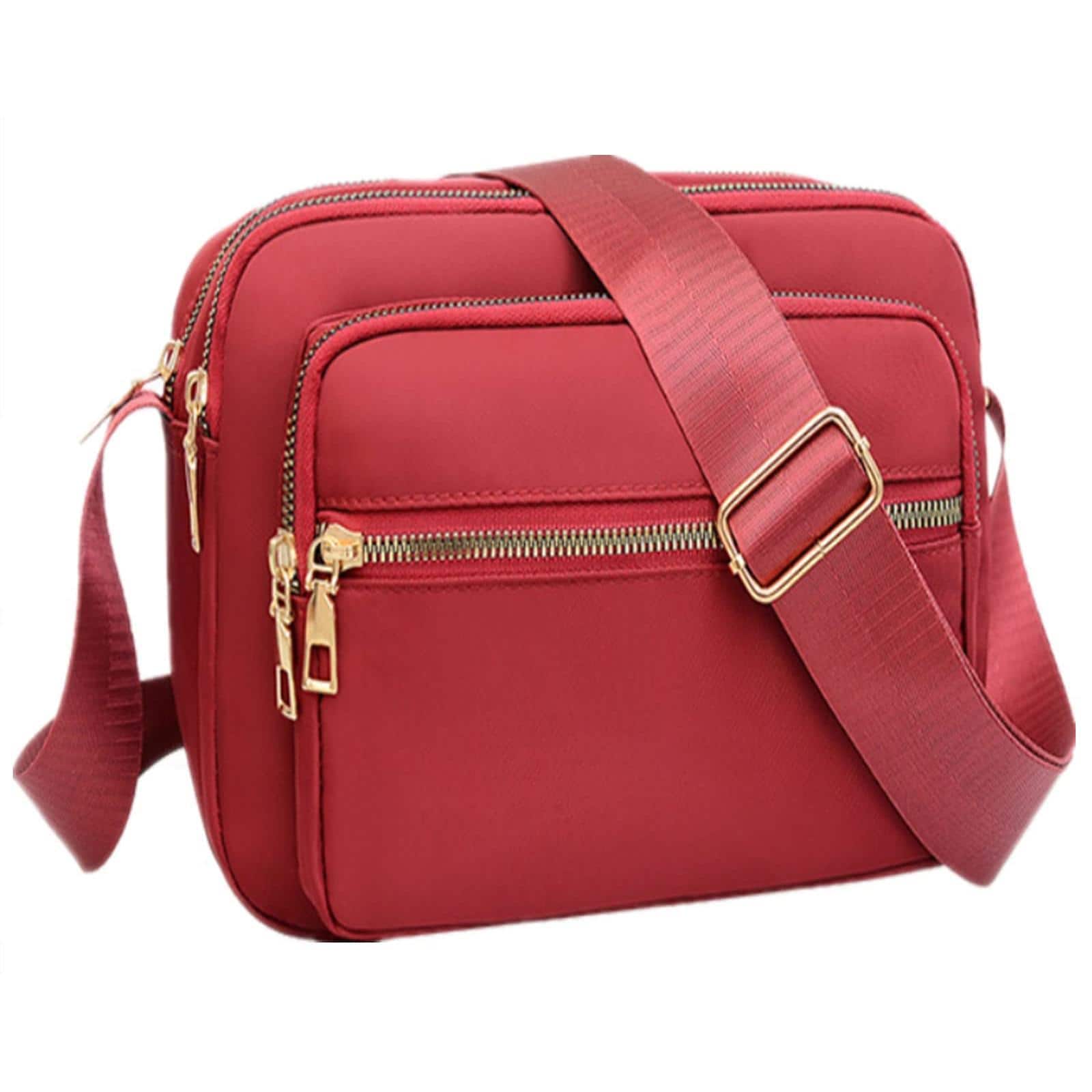 Live At Space - Nylon Crossbody Bags For Women Purses And Handbags Women's Casual Messenger Bag Waterproof Black Purse Beautifully - Bright Red