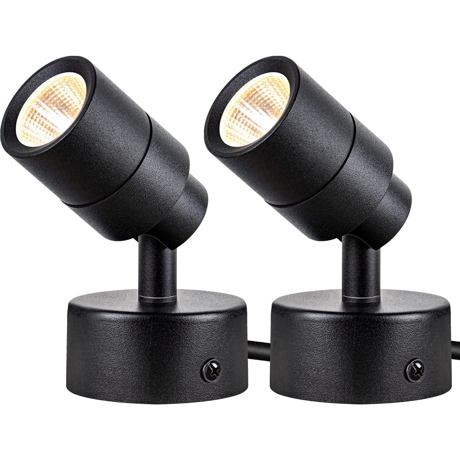 Dazzed Corner - 2 Pack Indoor LED Spotlights, 120V Uplights with Foot Switch - Black