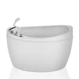 Empava - 59 in. x 31.5 in. Freestanding Oval Japanese Soaking Hydrotherapy Bathtub Air Bubbles Jets Bath,Right Drain - White