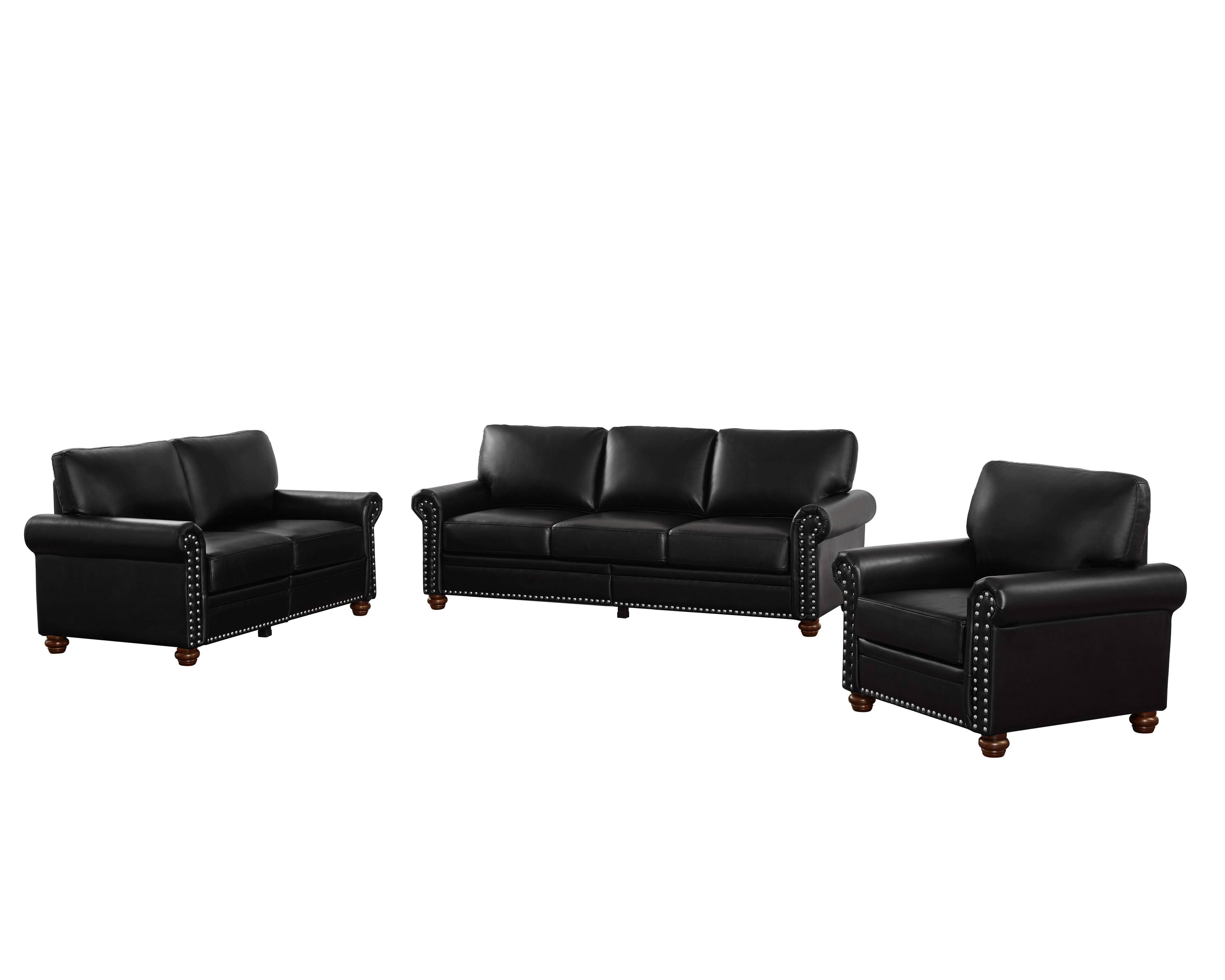 Angle. Roomtec - Living Room Sofa with Storage Sofa 123 Sectional Black Faux Leather - Black.