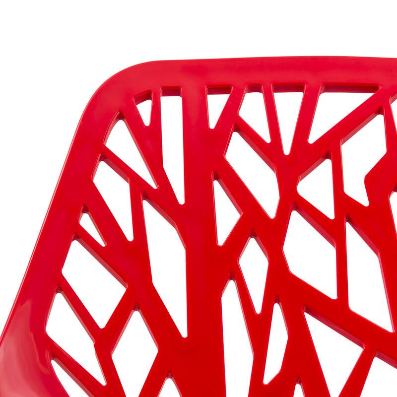 Alt View 2. LeisureMod - Asbury Stackable Modern Dining Chair with Cut Out Design and Chrome Legs Side Chair for Home Living Room - Red.