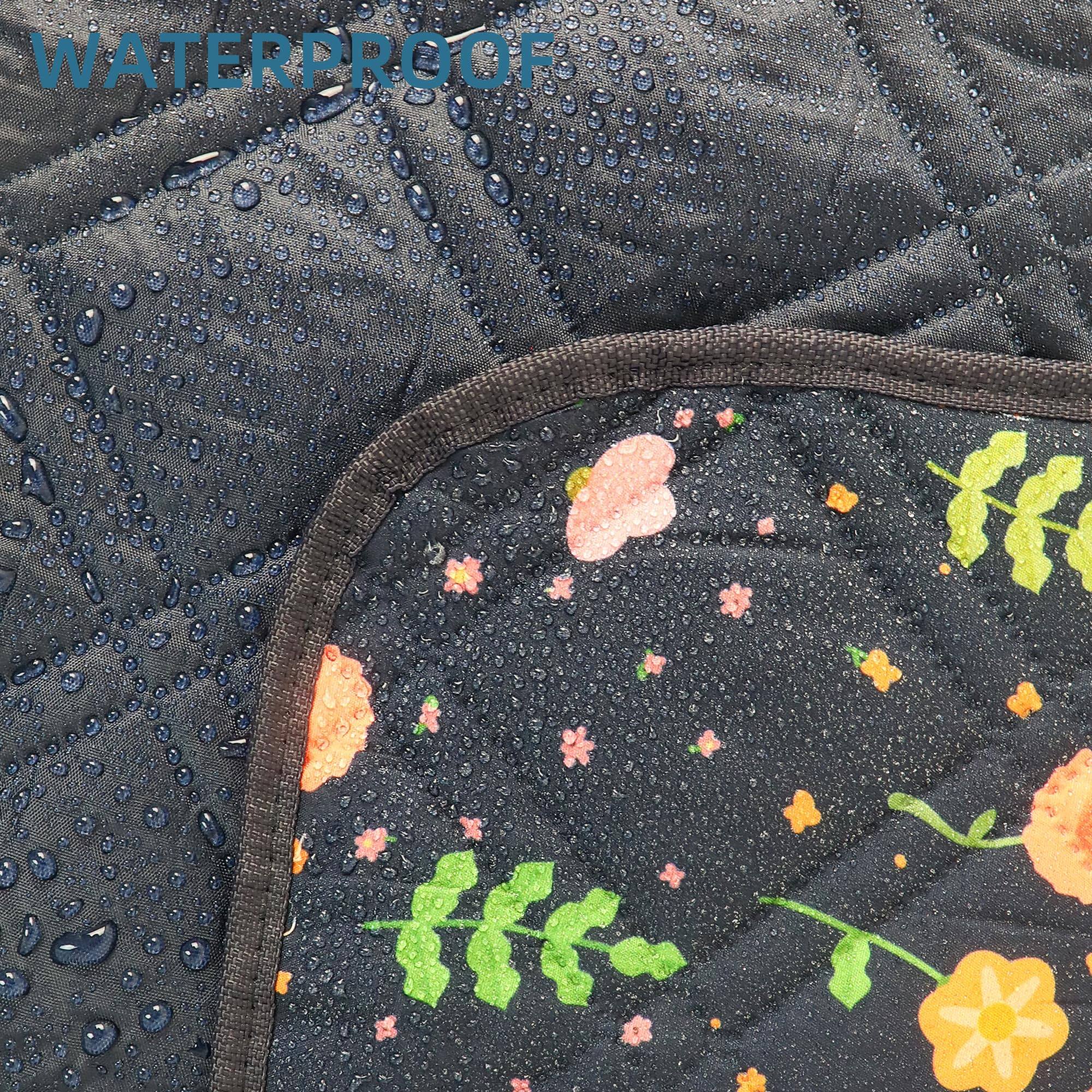 Alt View 1. Cedar Assembly - " Double Thickened Picnic Blankets(g High Density Cotton Stuffed) Navy Floral Pattern Outdoor Mat Portable ... - White-60"x80".