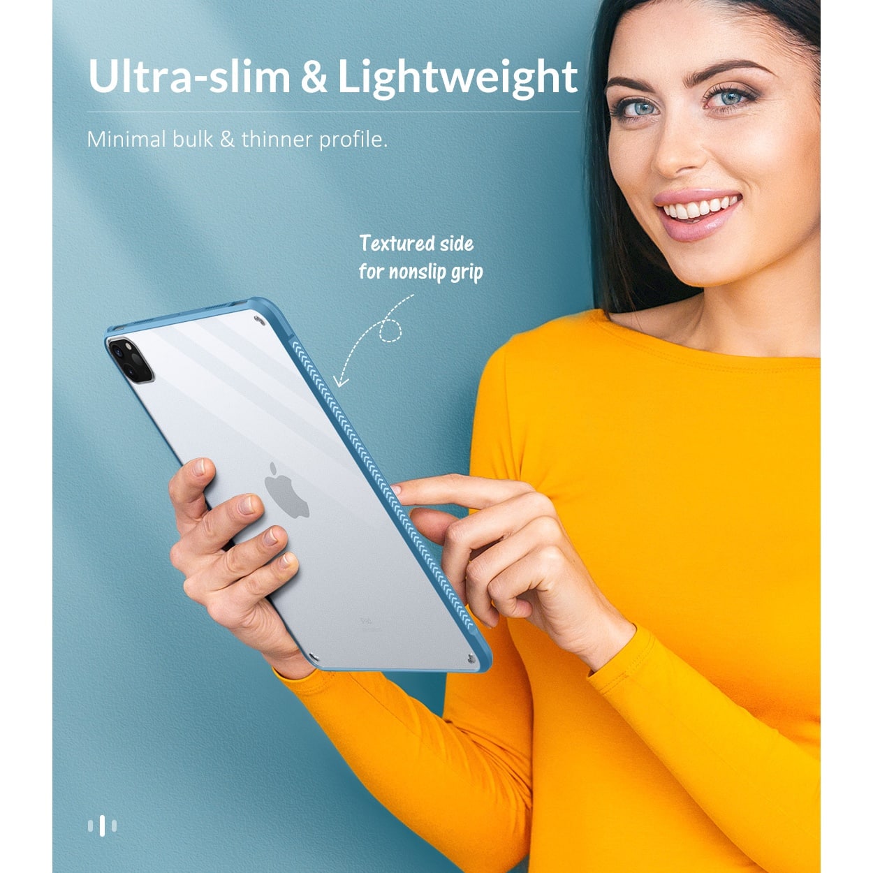 Ultra-slim and lightweight minimal bulk and thinner profile textured side for nonslip grip.