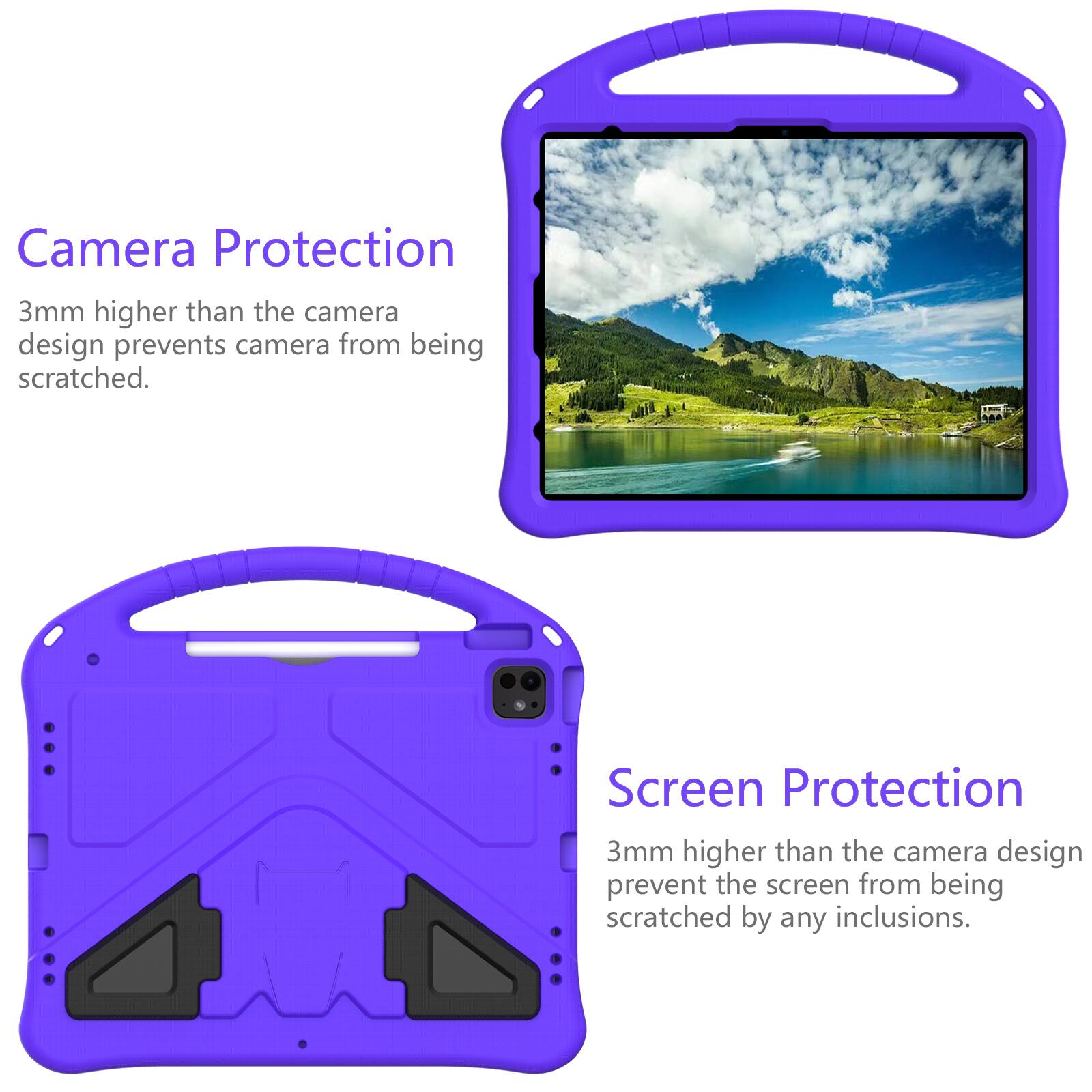 Camera Protection  
3mm higher than the camera design prevents camera from being scratched.  

Screen Protection  
3mm higher than the camera design prevent the screen from being scratched by any inclusions.