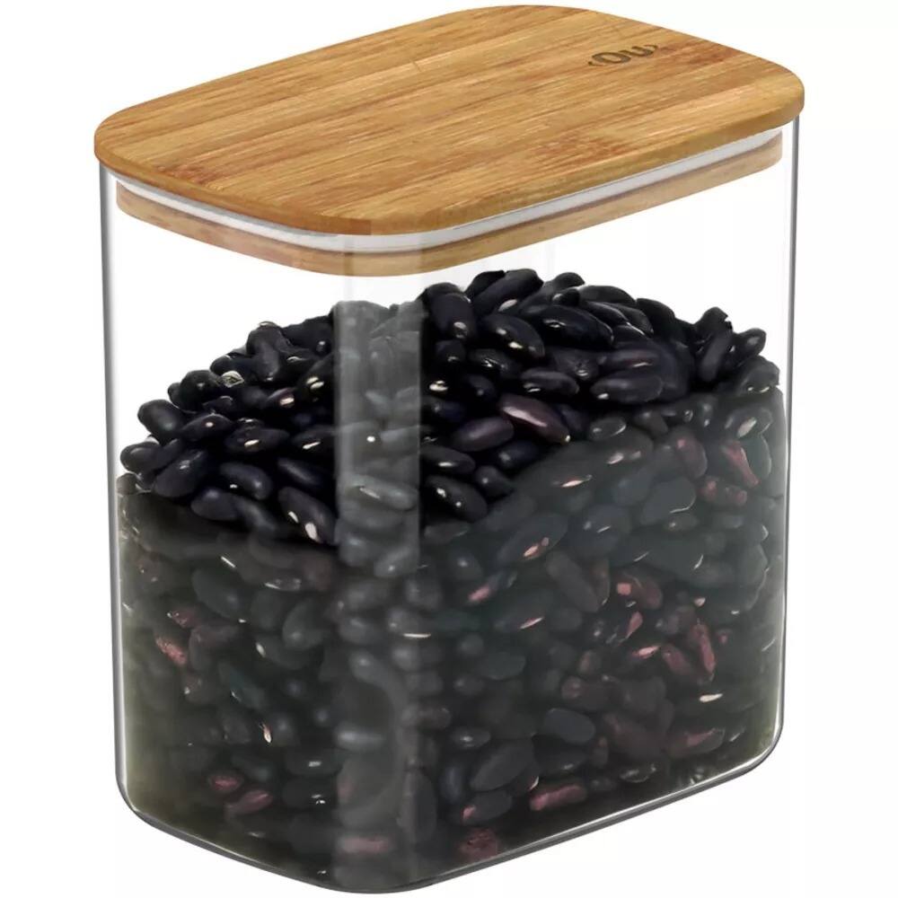 Alt View 4. OU - OU Airtight Food Storage Container Set 8pc (set of 4) w Bamboo Lid, Kitchen Pantry Jar Organizer - Clear.