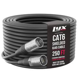 Lyxpro - 250 Feet Shielded CAT6 Ethercon Cable, Male to Male, Pro Audio & Lighting RJ45 Cable - Black