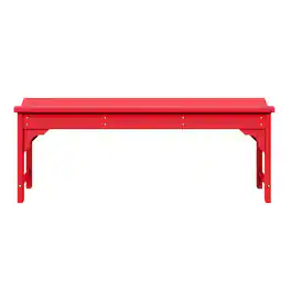 WestinTrends - Malibu 48" length backless Poly Wood Outdoor / Garden bench - Red