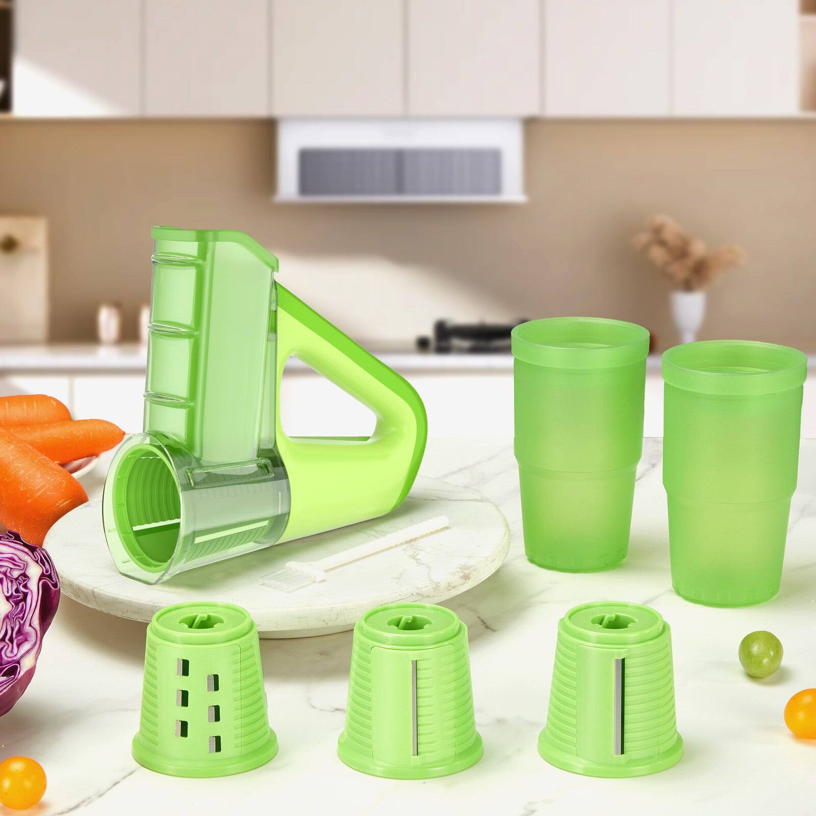 Alt View 8. Fitnate - Electric Handheld Vegetable Slicer With 4 Blades - Green.