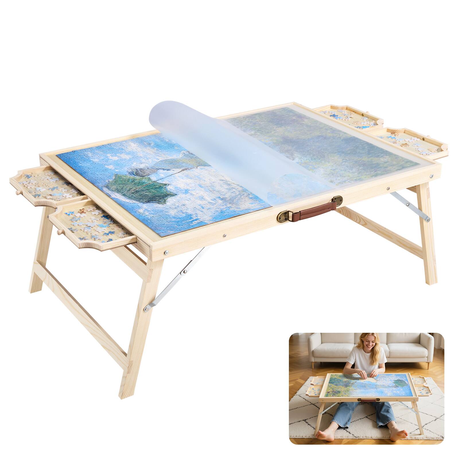 VEVOR - 1500 Piece Puzzle Table with Folding Legs, 4 Drawers and Cover, 34x25 in Portable Wooden Board