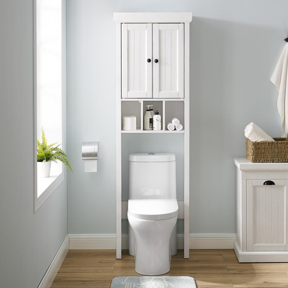 Alt View 2. Crosley Furniture - Seaside Over The Toilet Storage Cabinet - Distressed White.