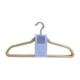 Elle Decor - 10-Pack Non-Slip Velvet Hangers, Slim Flocked Hangers for Shirts & Coats, Space-Saving Elegant Closet Organizers - Beige