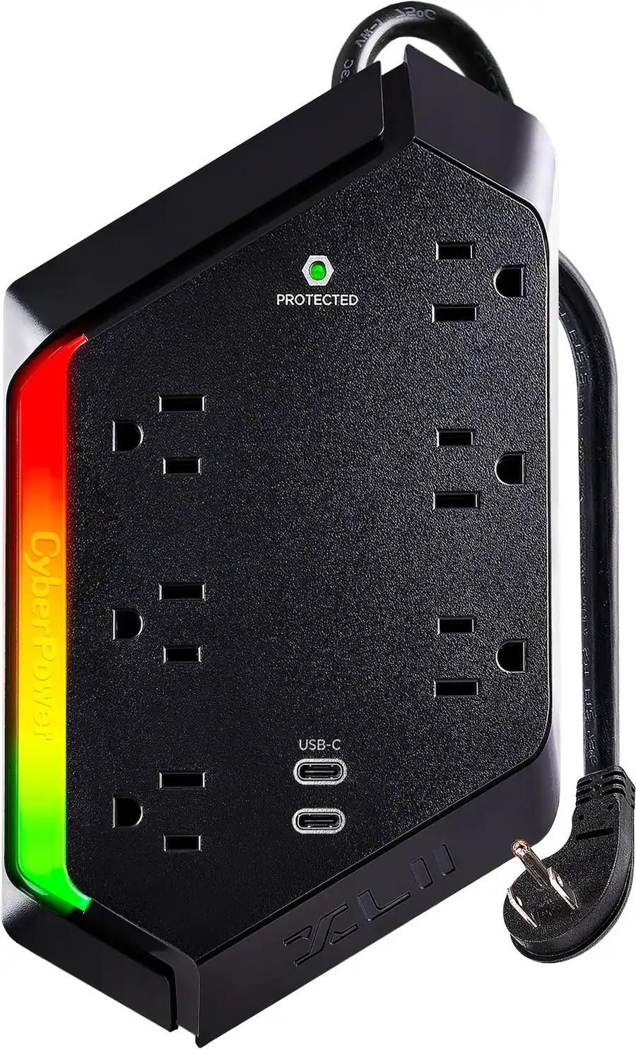 CyberPower GXS604C2 6 Outlet Surge Protector with RGB Lighting and USB ...