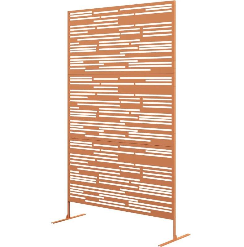 COWLOWN - Freestanding Decorative Metal Privacy Screen Space Divider for Indoor and Outdoor Use - Brown