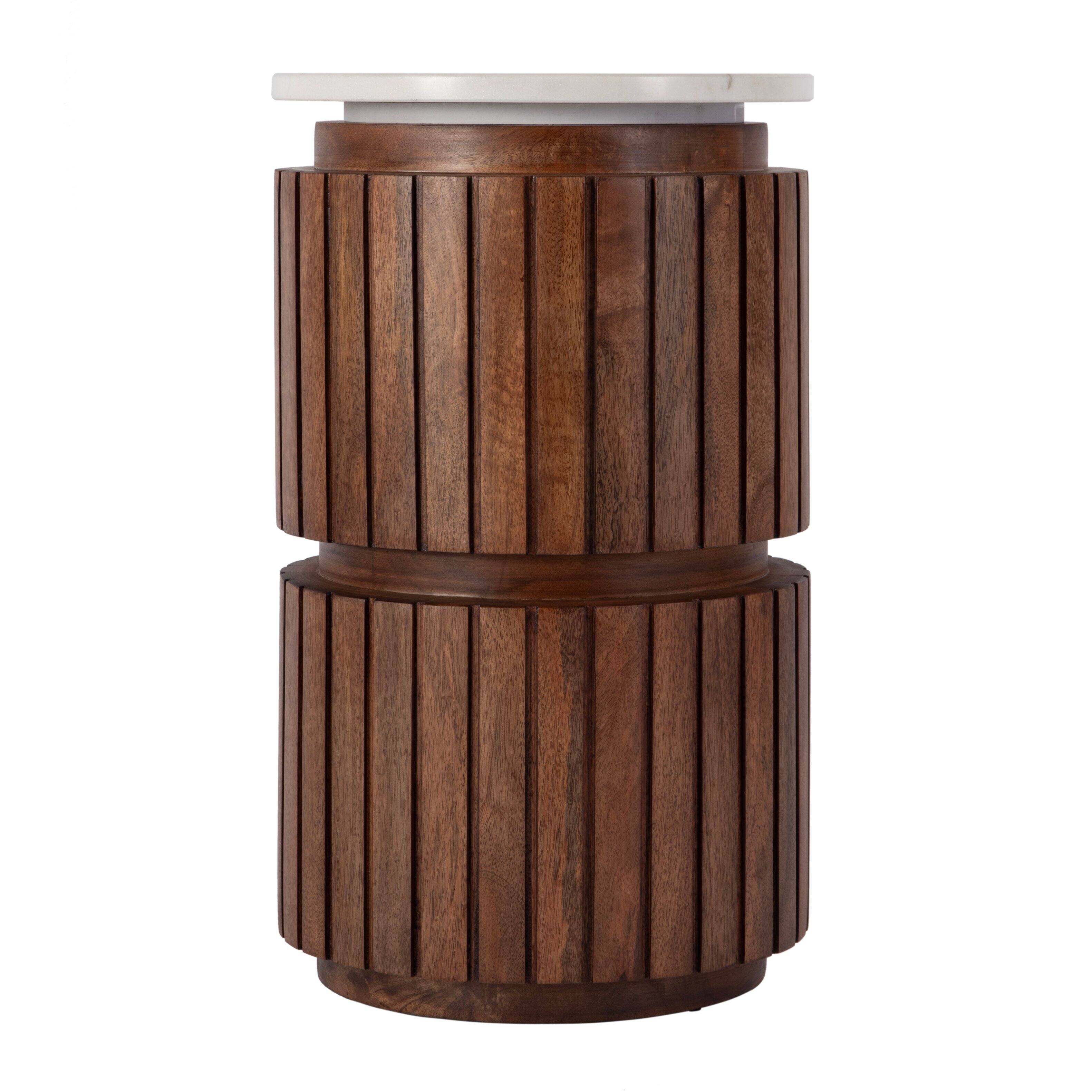 Alt View 1. Butler Specialty - Newton 12 in. W Round Marble and Wood Side Table - Brown.