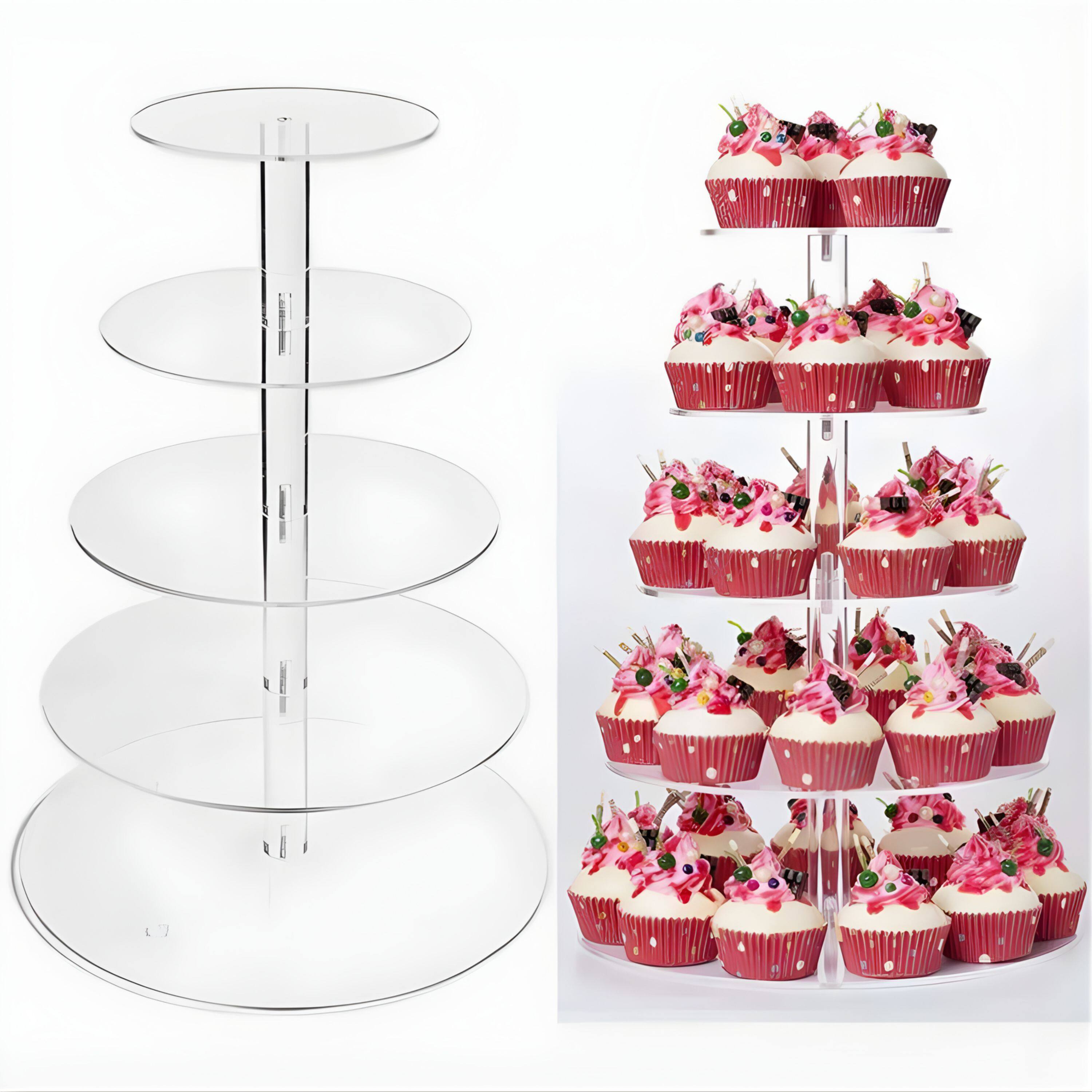 Left. Kitcheniva - Acrylic 5 Tier Dessert Cupcake Stand - Clear.