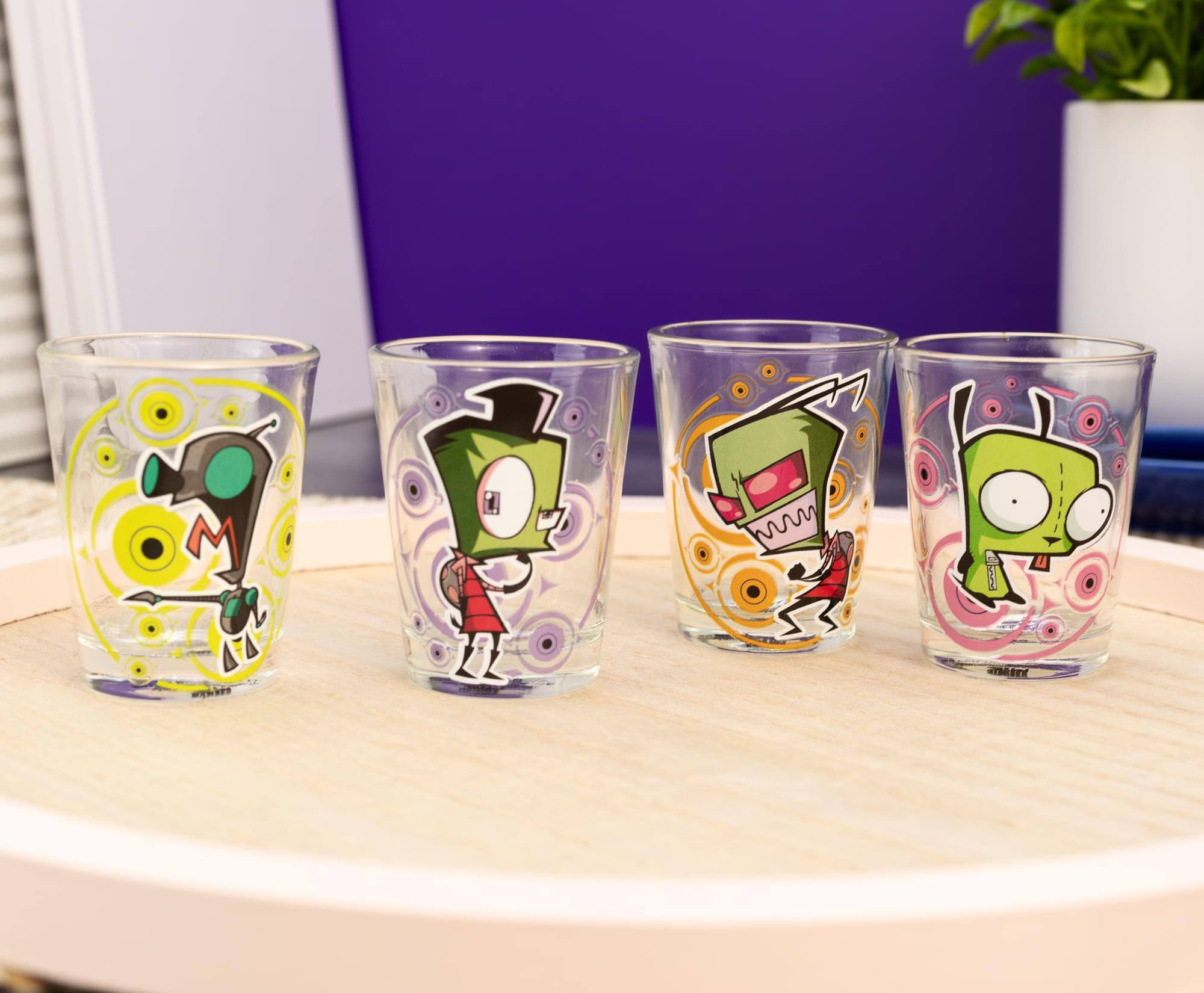 Alt View 3. Silver Buffalo - Invader Zim Characters 2-Ounce Mini Shot Glasses | Set of 4 - Clear.