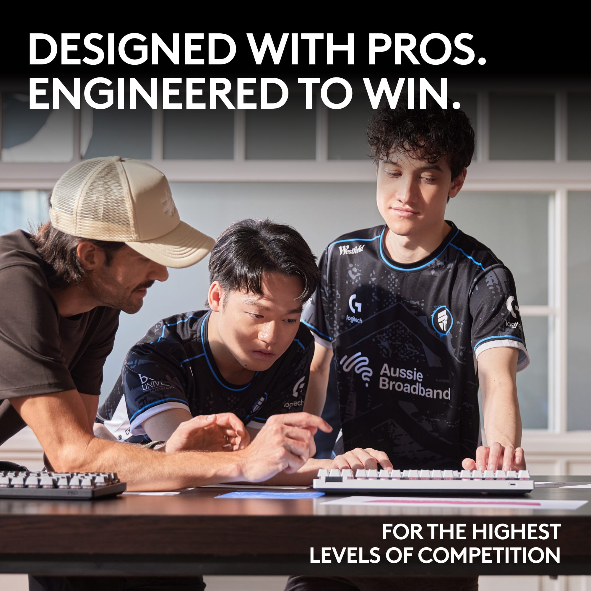 Designed with Pros. Engineered to Win. Wireless Logic. Univ C of Opech Aussie Broadband. For the highest levels of competition.
