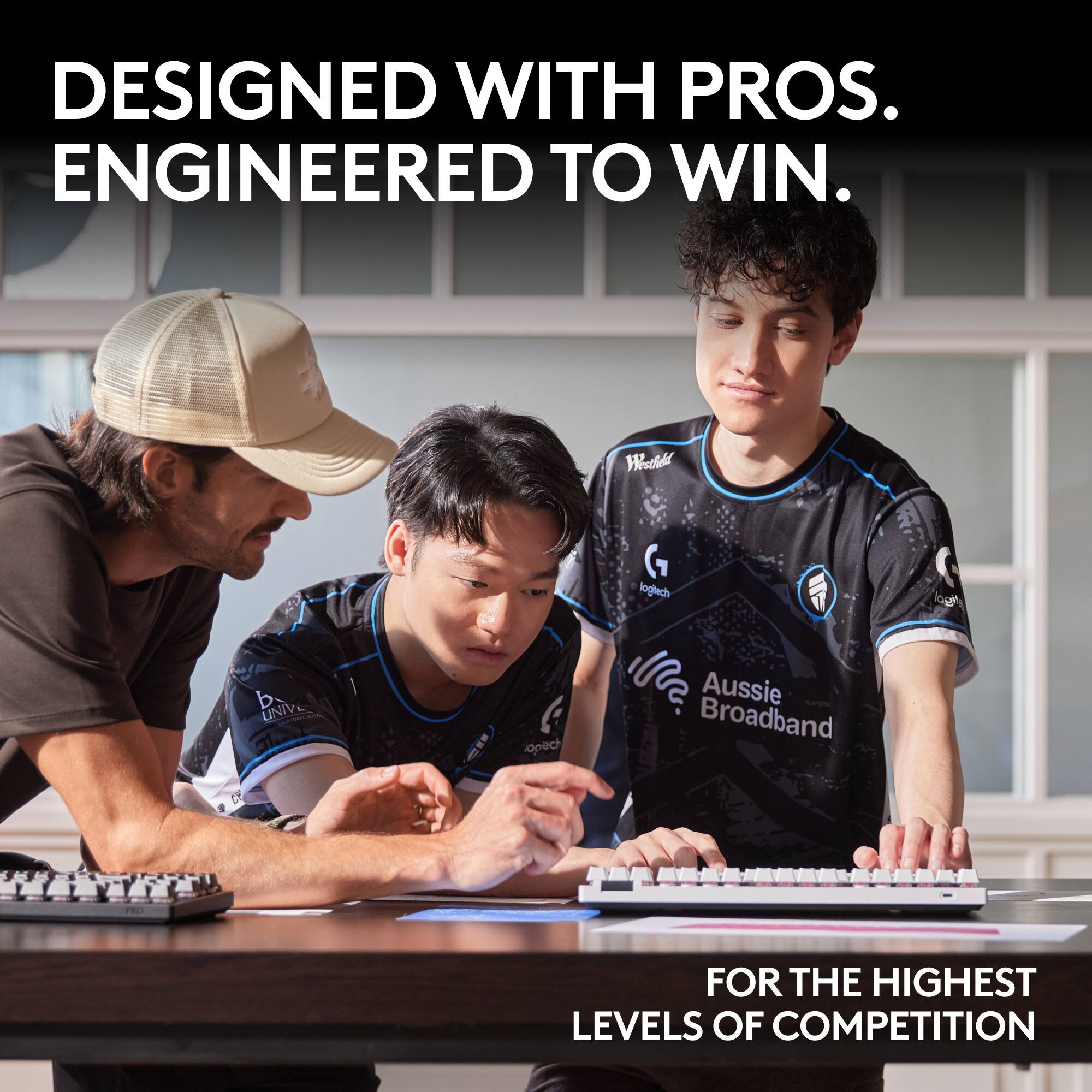 Designed with Pros. Engineered to Win. Wireless Logic. Univ C of Opech Aussie Broadband. For the highest levels of competition.