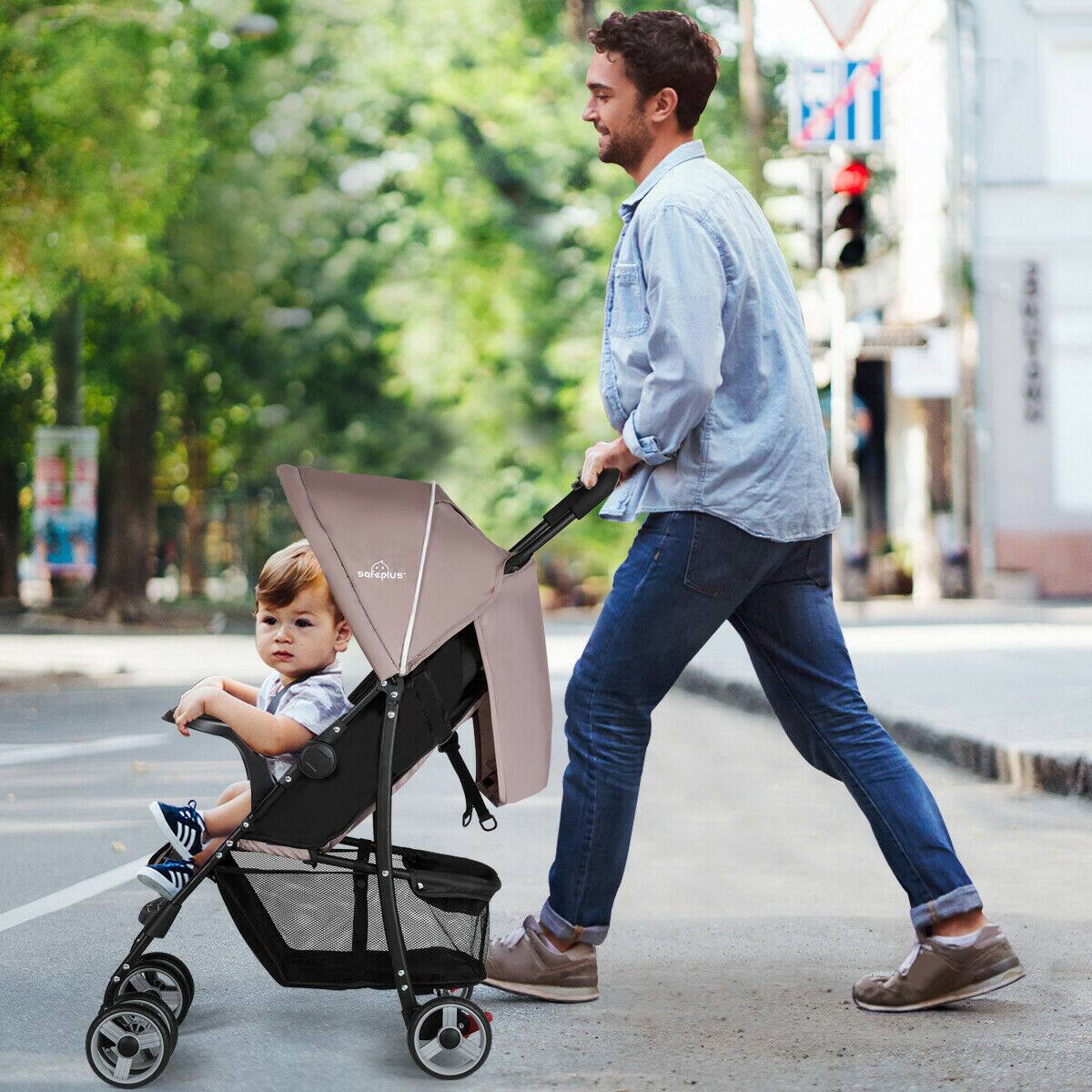 Alt View 3. Costway - Costway Foldable Lightweight Baby Stroller Travel Pushchair 0-36 Months Age Group 13 lbs - Coffee.