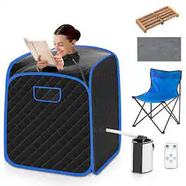 Costway - Portable Steam Sauna Black - Black + Blue