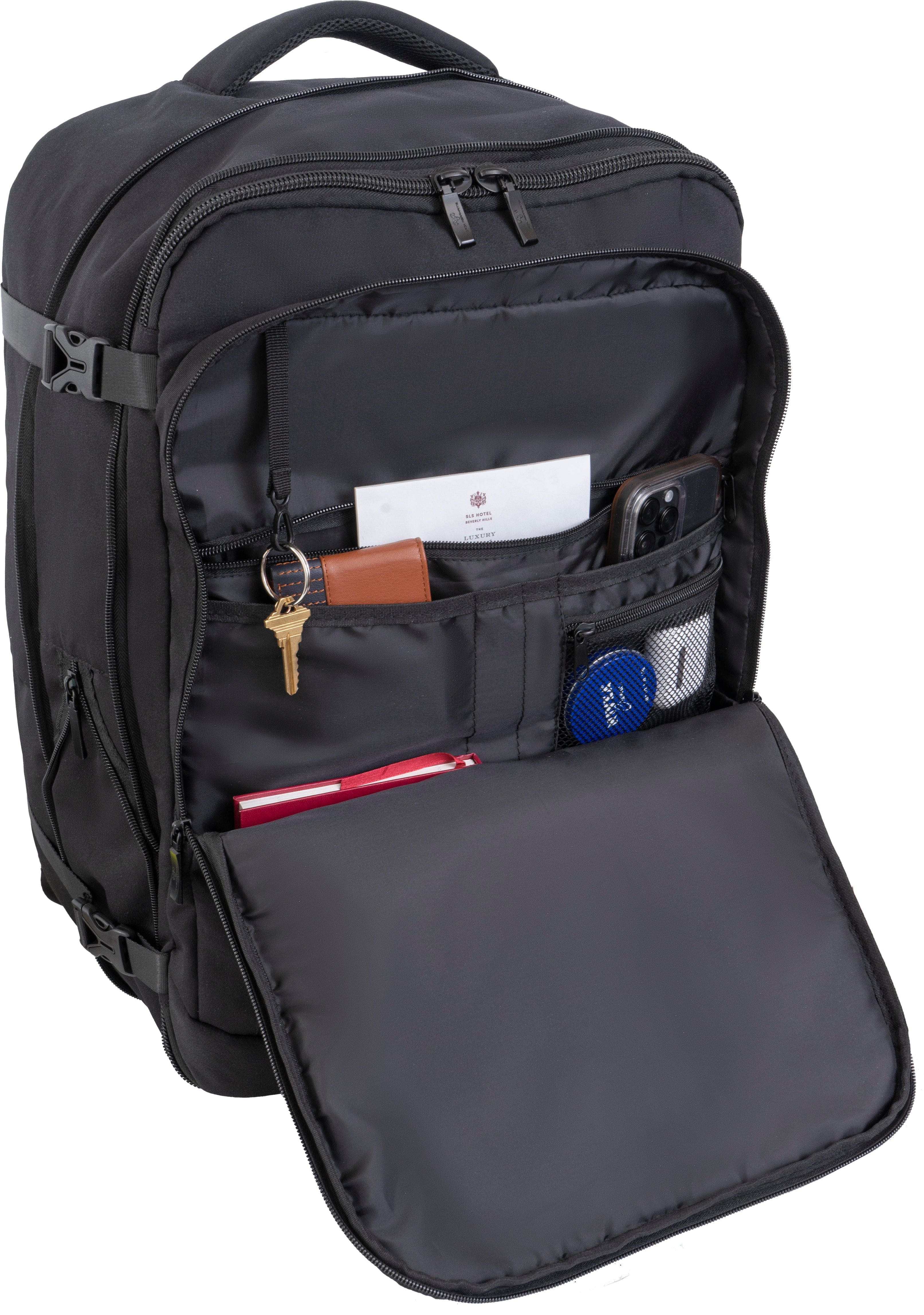 Jack Abrahams The Memphis Nylon Expandable Travel Backpack Black