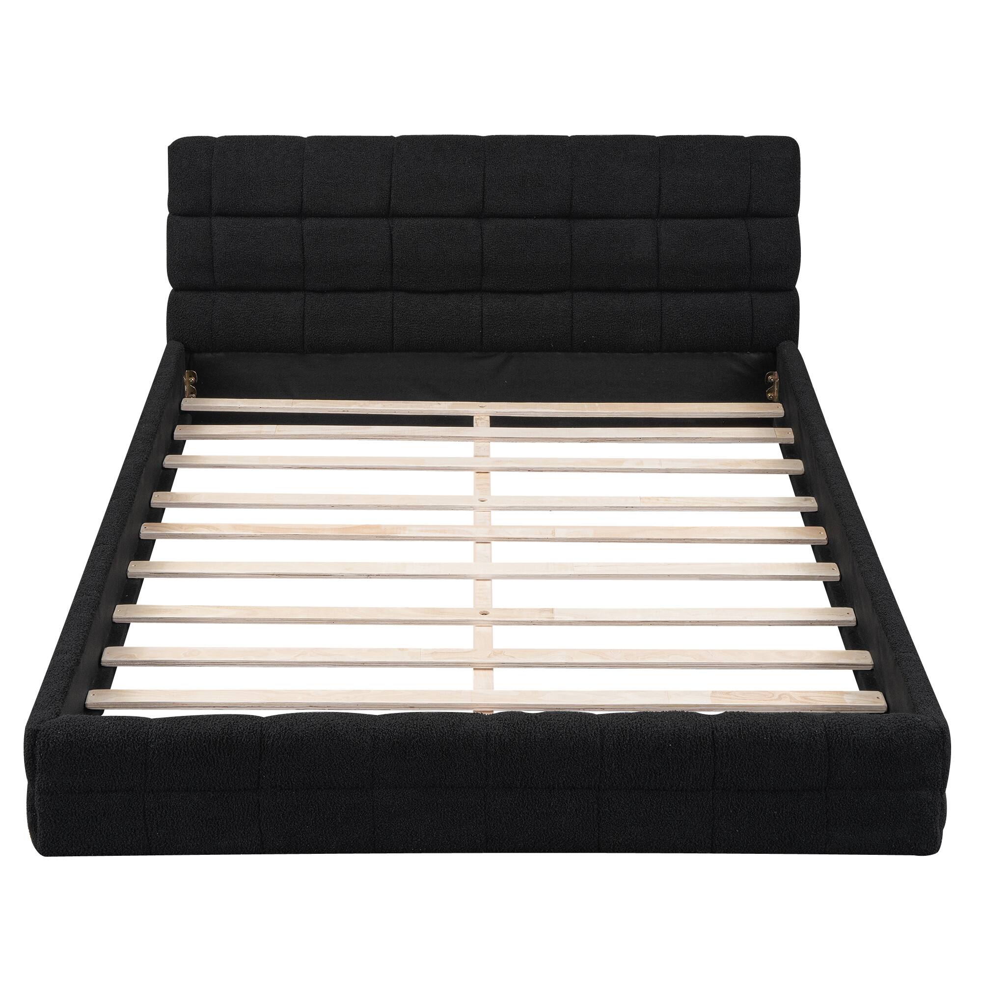 Back. LUCKY ONE - Queen Size Upholstered Platform Bed - Black.