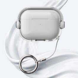 Dteck - For Apple Airpods 4th/5th Gen Slim Fit Clear Kickstand Shockproof Drop Protection Case With Anti-Loss Ring - White