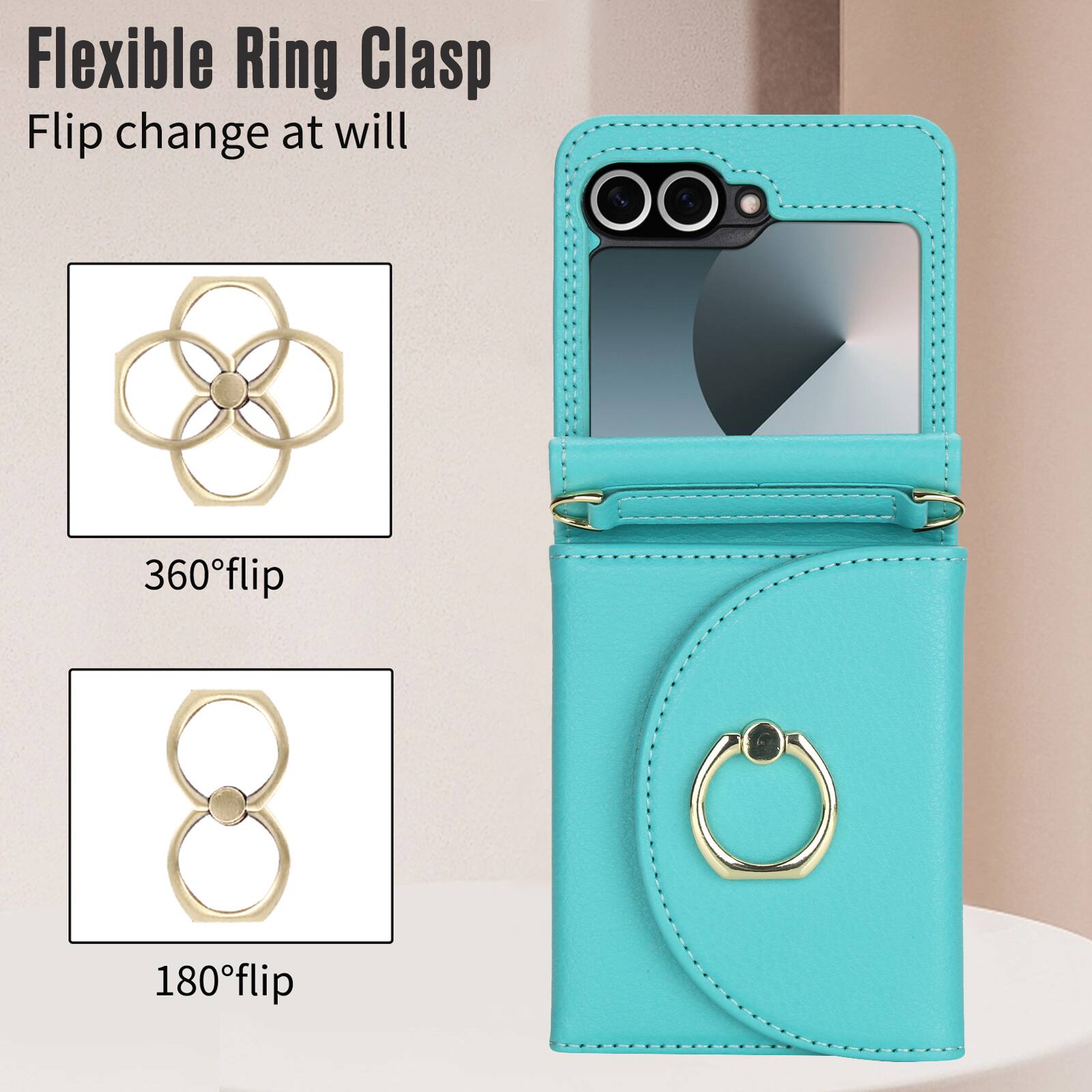 Flexible Ring Clasp  
Flip change at will  
360° flip  
180° flip