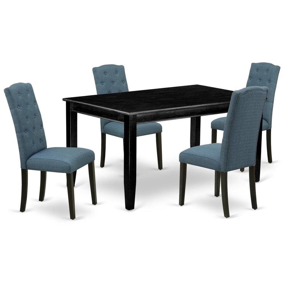 Back. East West Furniture - Dining Room Set Black - Brown.