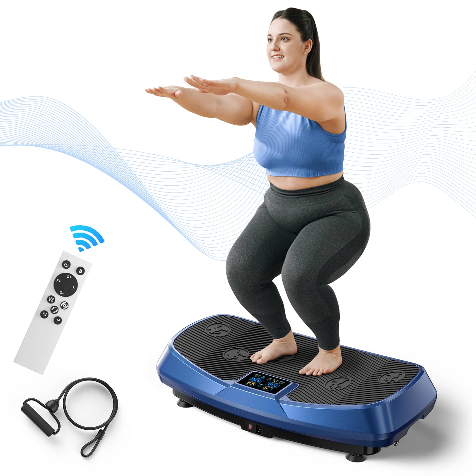 Front. MERACH - MERACH 3D Vibration Plate Exercise Machine 7-in-1 Vibration Plate with Glide, Swing & Massage for Whole Body Workout - Blue.
