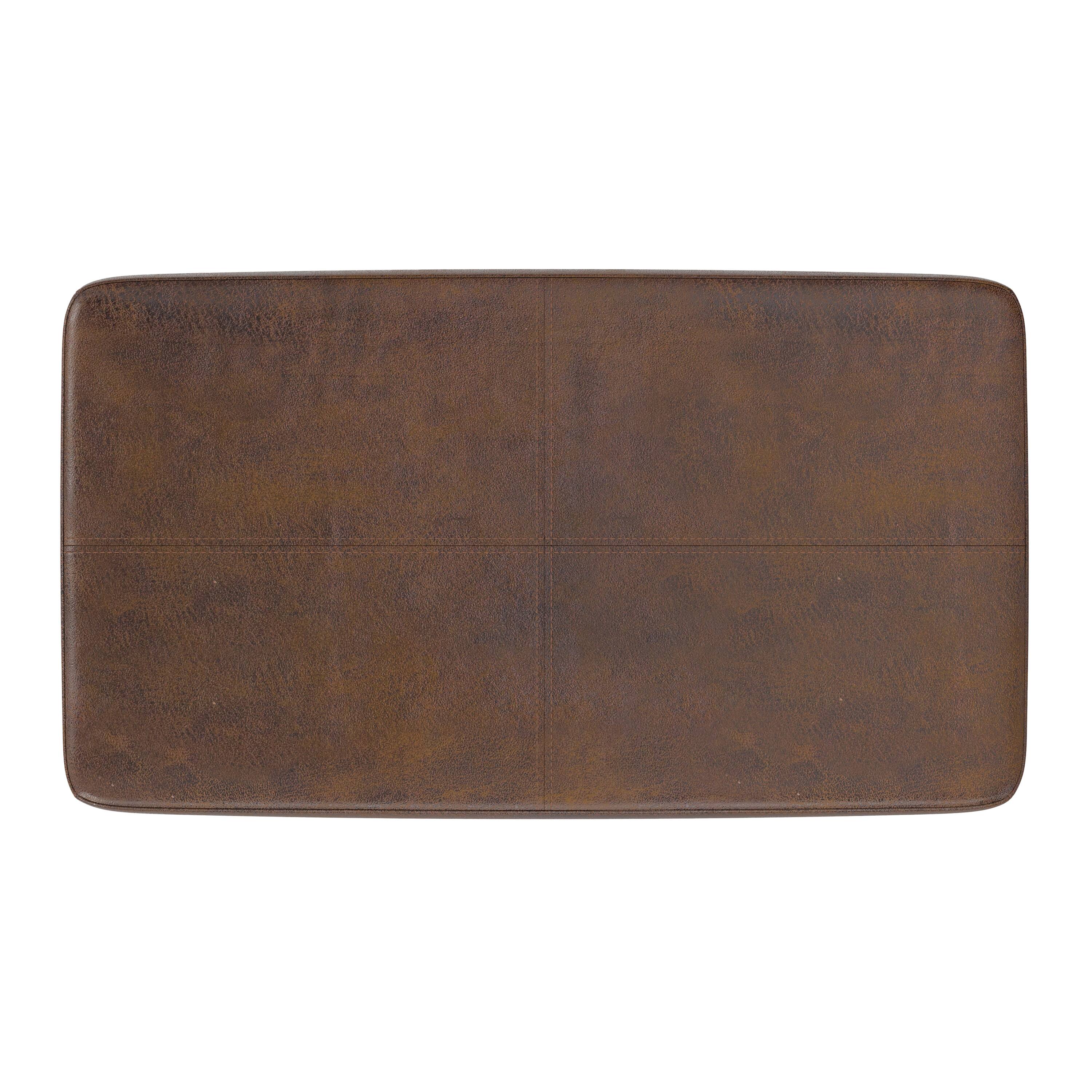 Back. Simpli Home - Carlson Small Ottoman Bench in Distressed Chestnut Brown - Distressed Chestnut Brown.