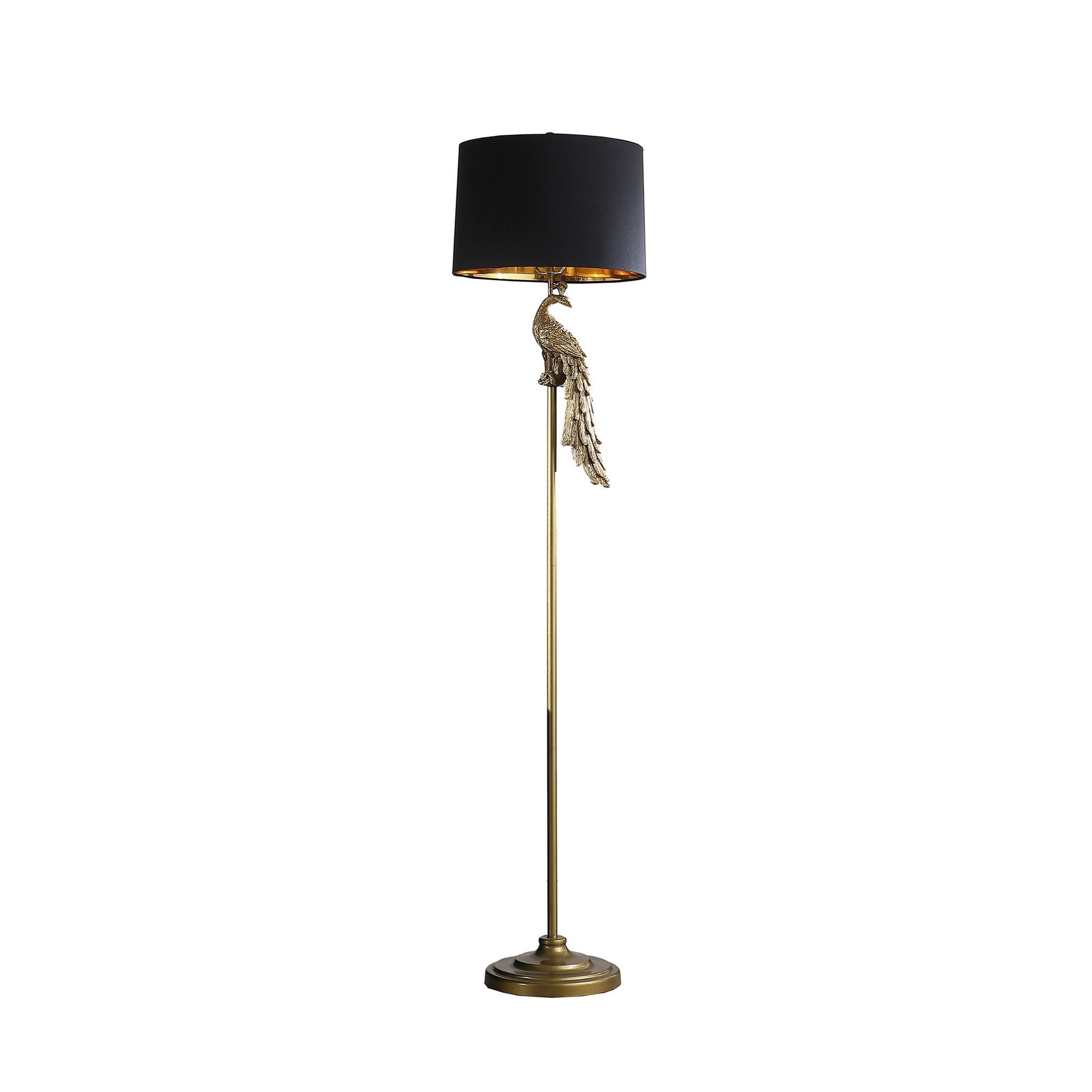 Manhattan Lane - 65 Inch Floor Lamp, Peacock, Linen Drum Shade, Pedestal Branch