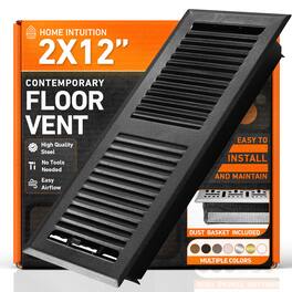 Home Intuition - 2X12 Floor Vent Covers with Mesh Cover Trap, Heat and Air, Floor Vent for HVAC Duct, Contemporary - Matte Black