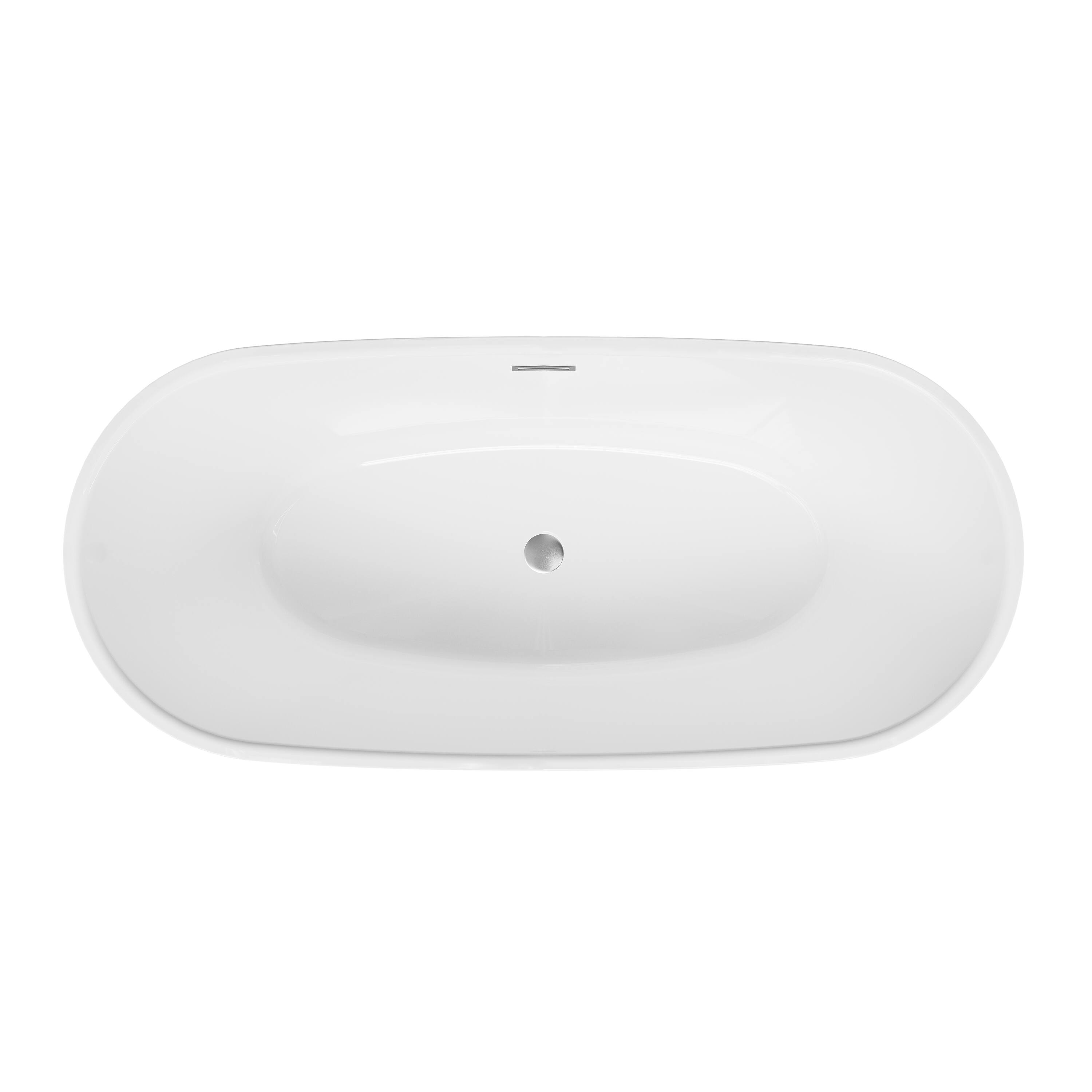 Alt View 9. WELLFOR - Velis 67 in. x 31.5 in. Pure Virgin Acrylic Oval Freestanding Soaking Bathtub with Drain and Overflow - White.