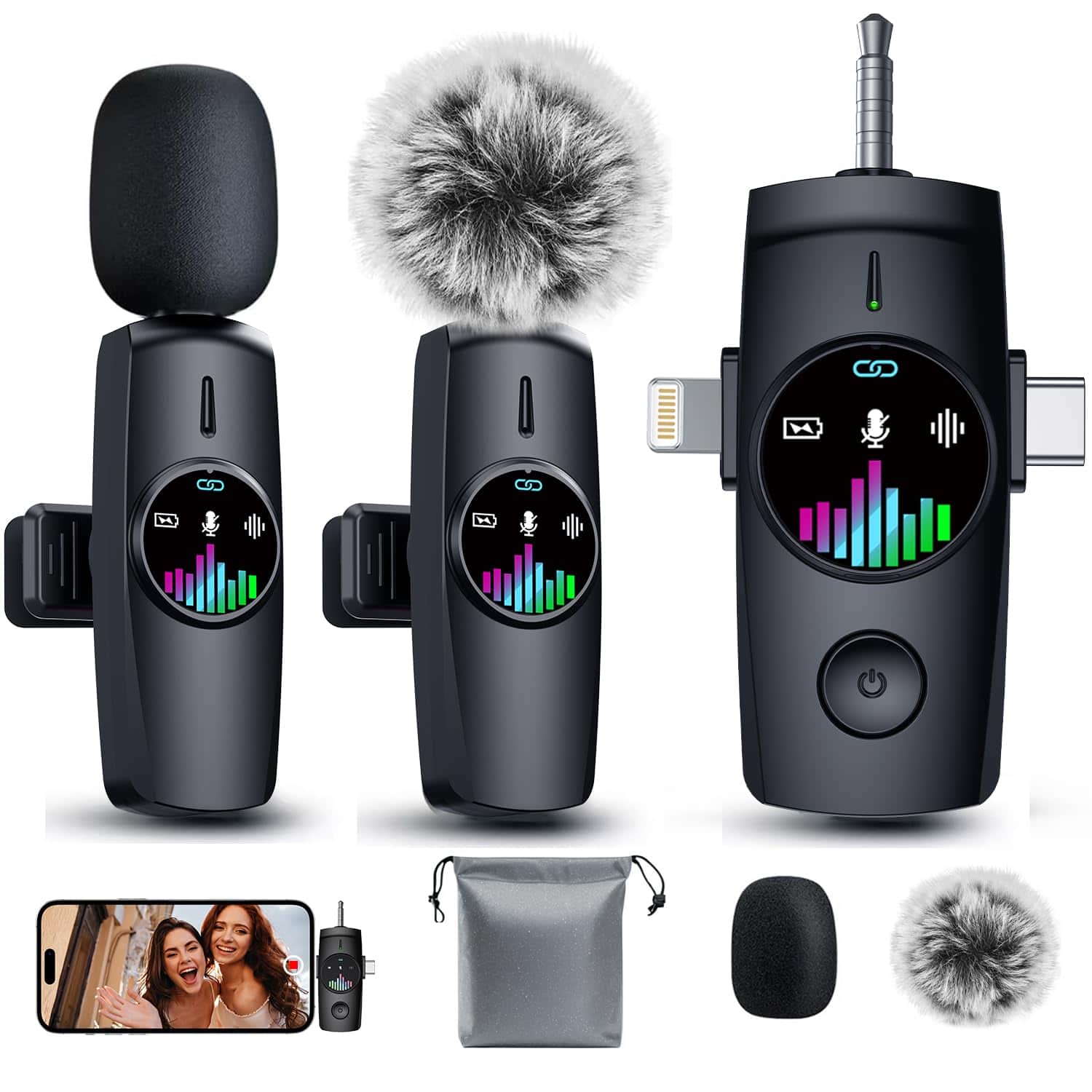 METALTON - Lavalier Microphone For Iphone Mini Microphones Android Equipment Noise Reduction Lapel Mic Recording - Phantom Black