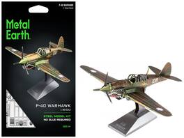 Metal Earth - Model Kit Curtiss P-40 Warhawk Fighter-Bomber "Flying Tigers" AVG American Volunteer Group Chinese Air Force Plane - Multicolor